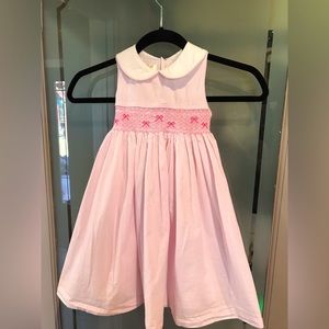 Laura Ashley Girls 3T Pink Strip Lined Smocked Dress